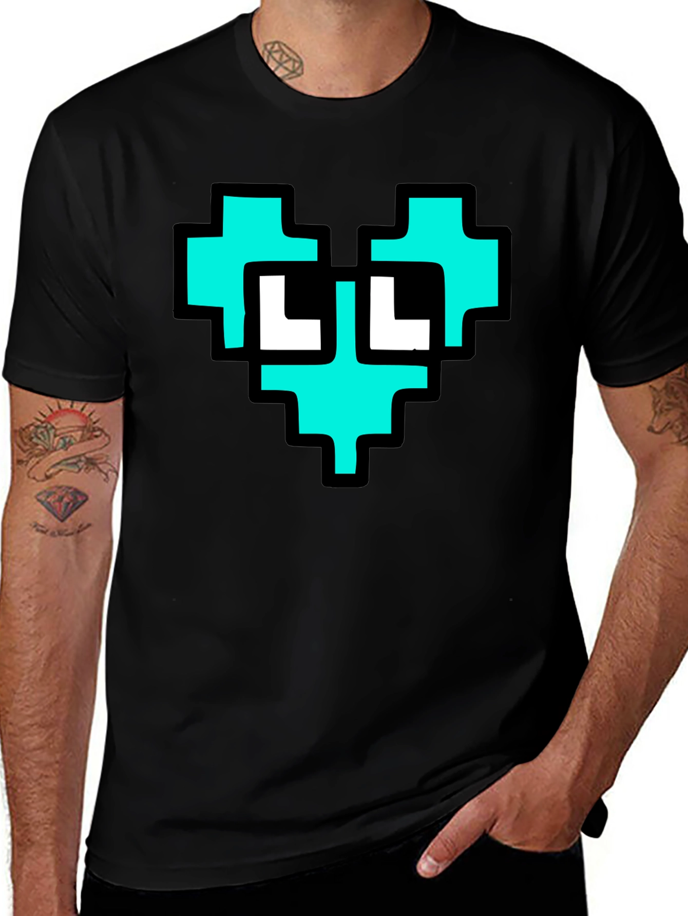 Pixel Heart Graphic T-Shirt - Cool Geeky Design