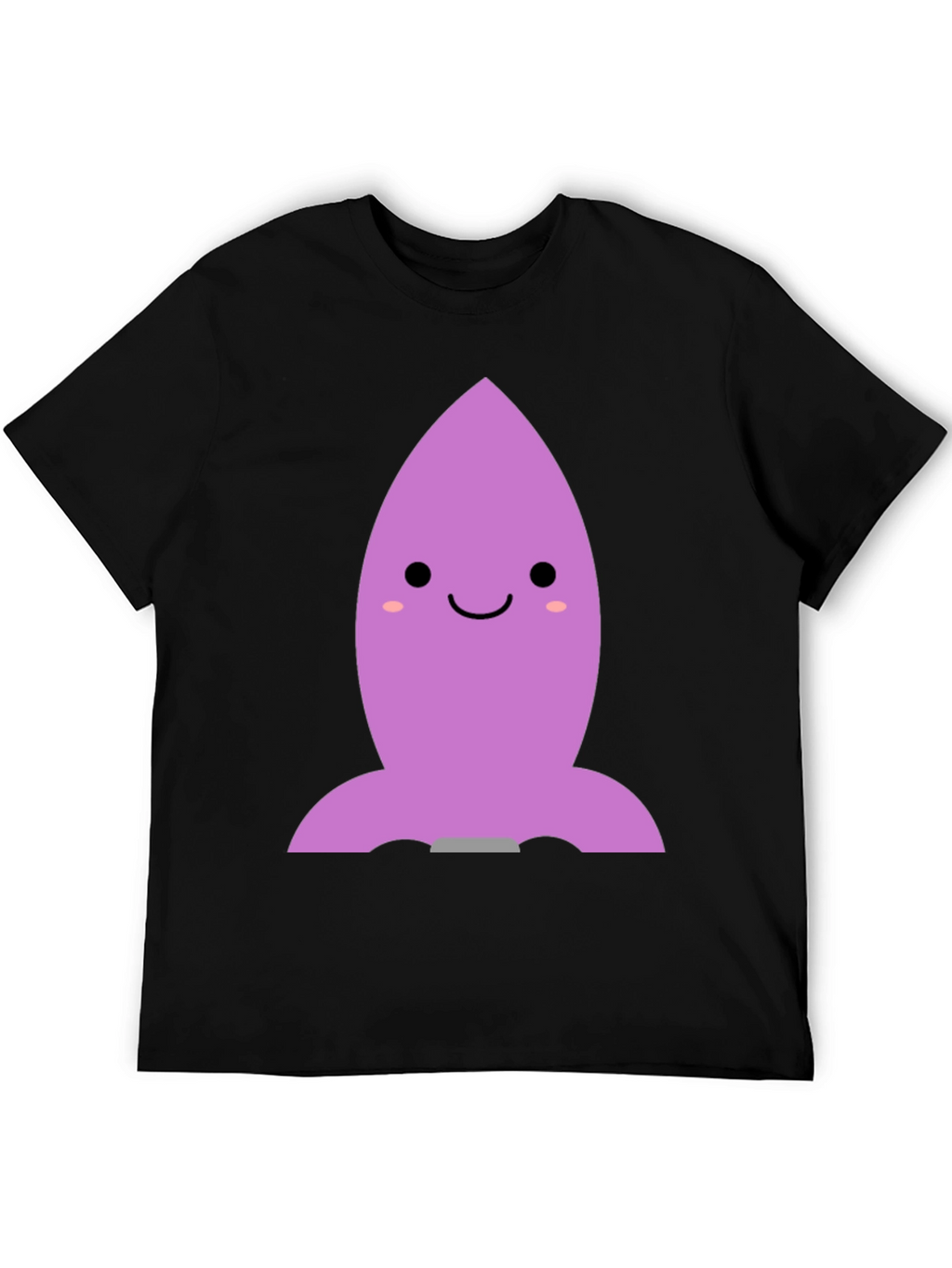Cute Cartoon Rocket T-Shirt - Black Cotton Blend