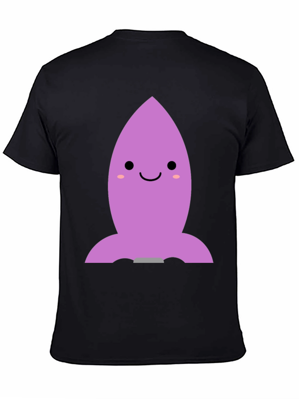 Cute Cartoon Rocket T-Shirt - Black Cotton Blend
