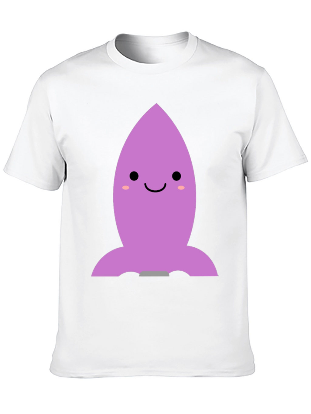 Cute Cartoon Rocket T-Shirt - Black Cotton Blend