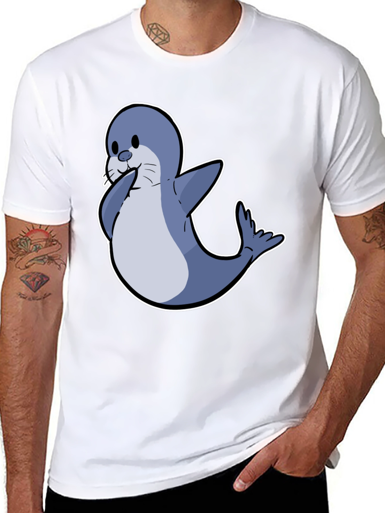 Seal Cartoon Graphic Tee - Cute Animal Shirt