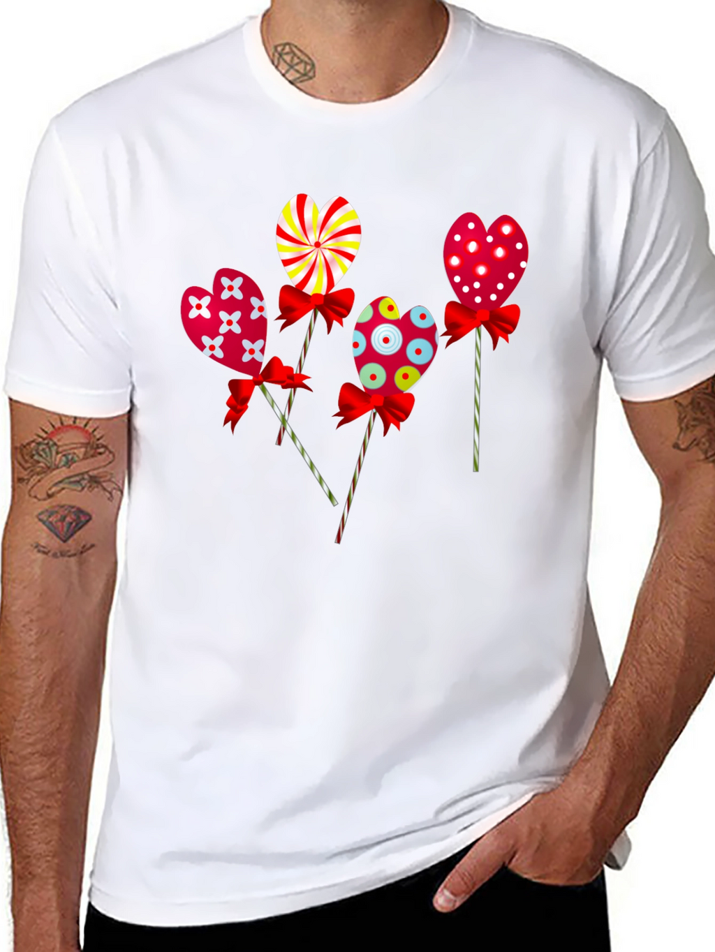 Heart Lollipop Graphic Tee - Cute Candy Design