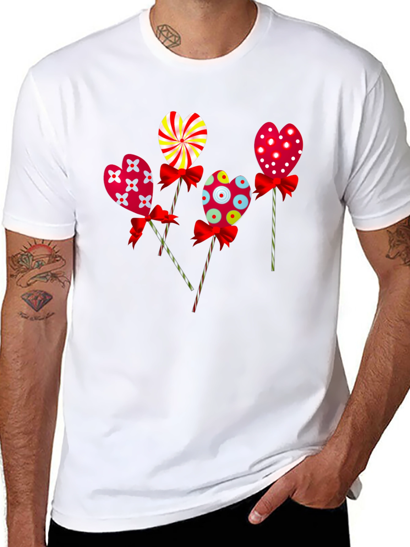 Heart Lollipop Graphic Tee - Cute Candy Design