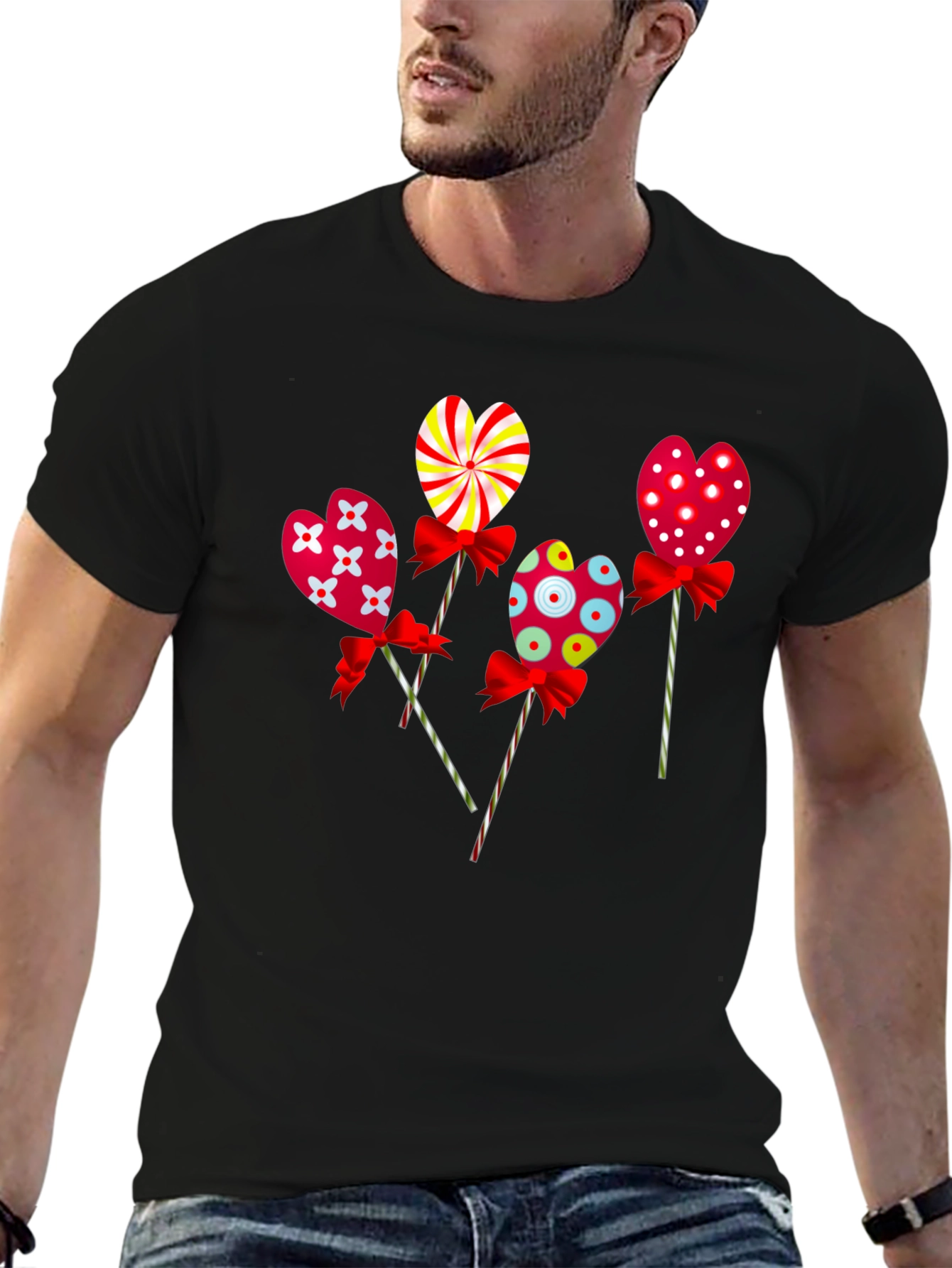 Heart Lollipop Graphic Tee - Cute Candy Design