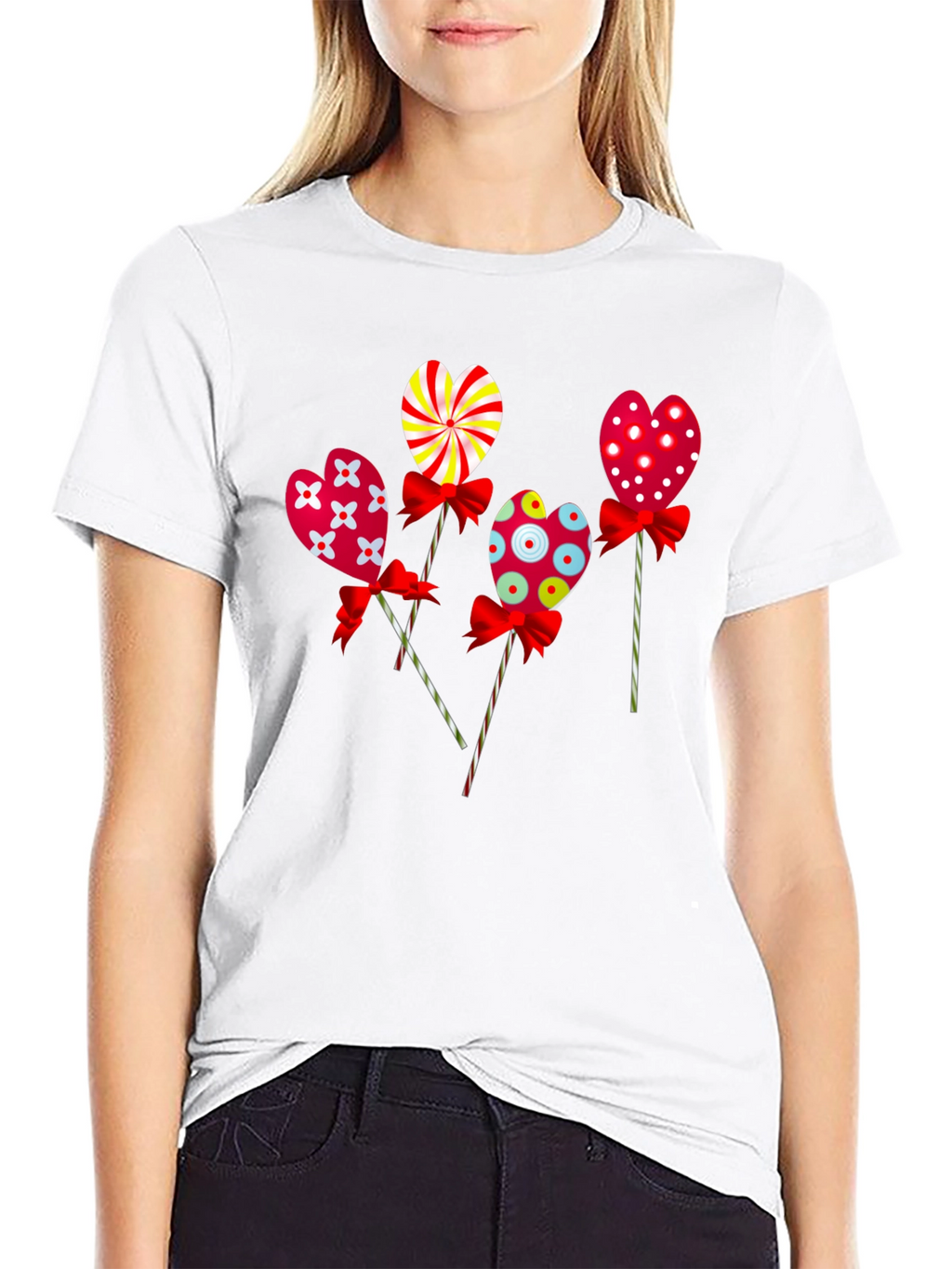 Heart Lollipop Graphic Tee - Cute Candy Design