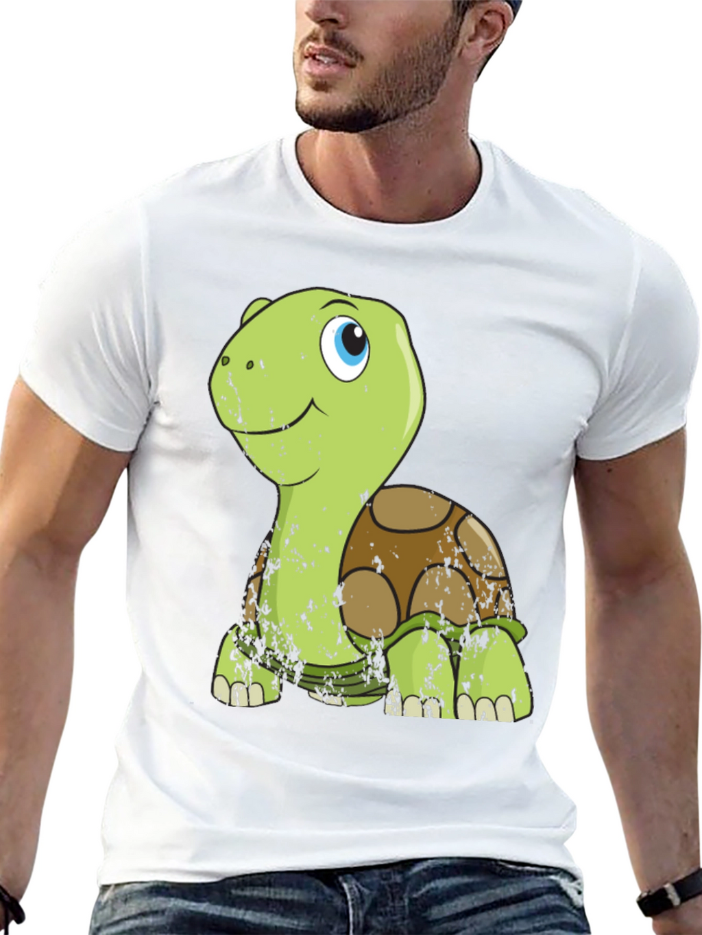 Cute Turtle Graphic Tee - Mens Black T-Shirt