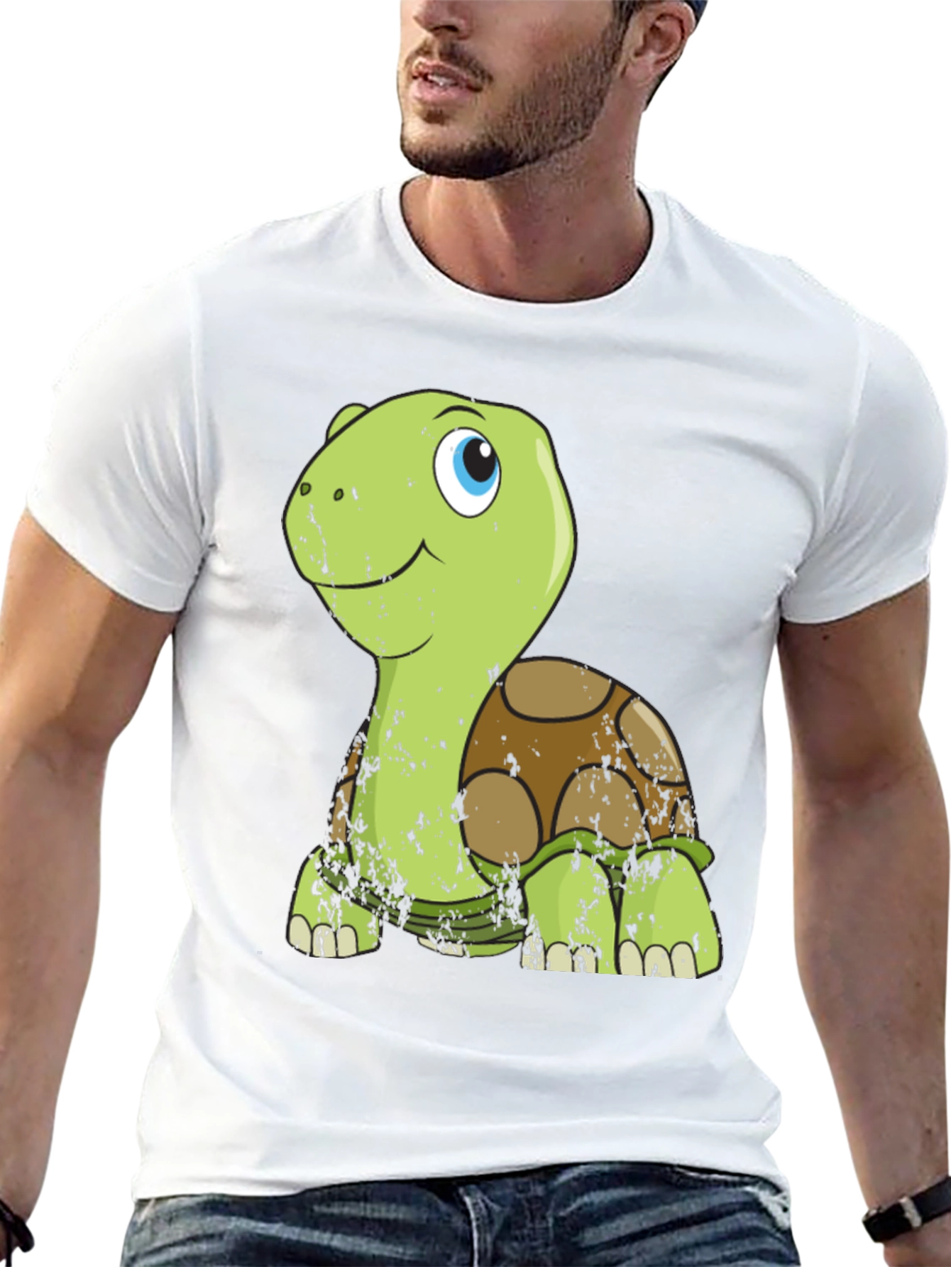 Cute Turtle Graphic Tee - Mens Black T-Shirt