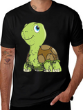 Cute Turtle Graphic Tee - Mens Black T-Shirt