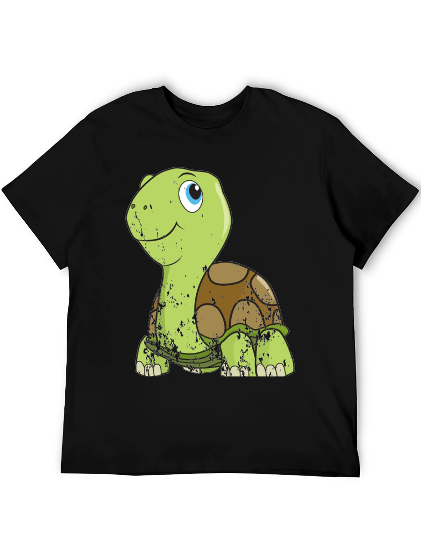 Cute Turtle Graphic Tee - Mens Black T-Shirt