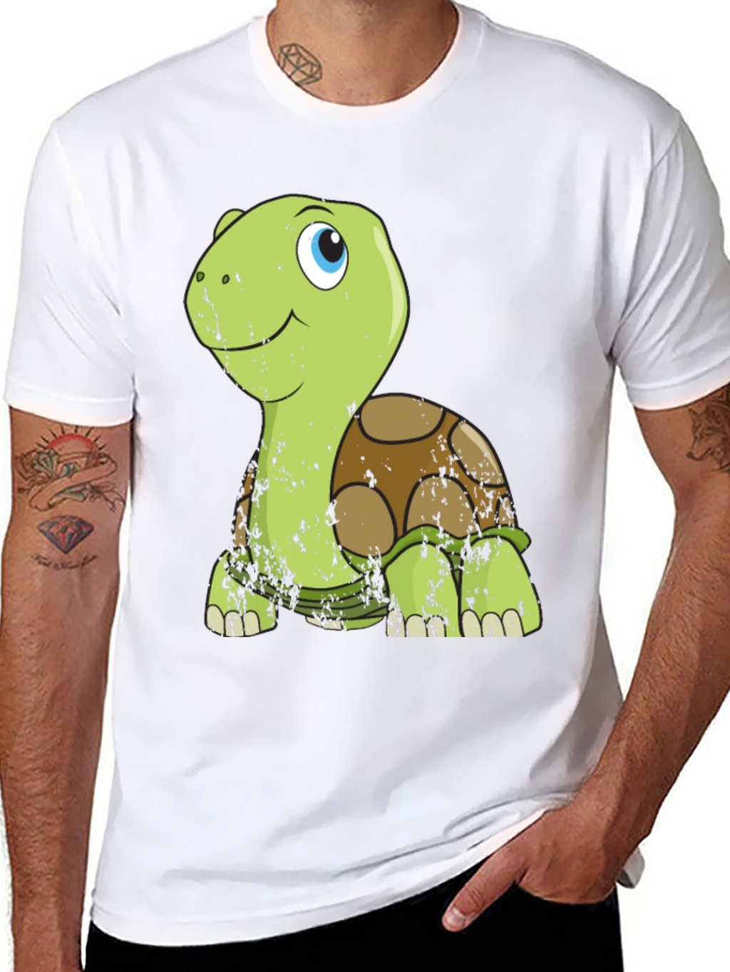 Cute Turtle Graphic Tee - Mens Black T-Shirt