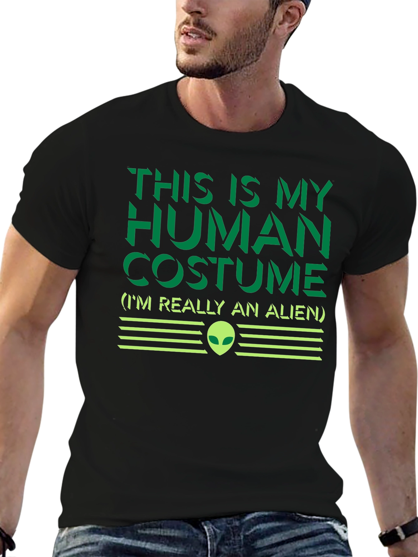 Human Costume Alien T-Shirt - Funny Sci-Fi Graphic Tee