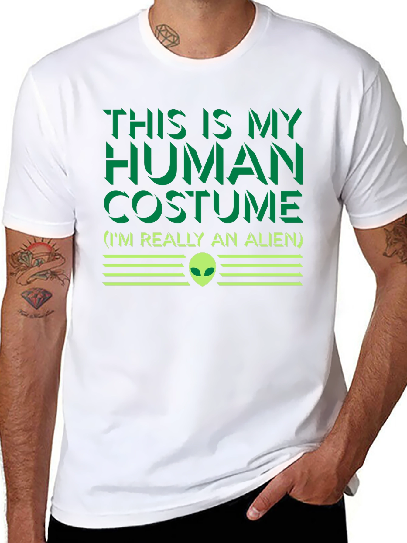 Human Costume Alien T-Shirt - Funny Sci-Fi Graphic Tee