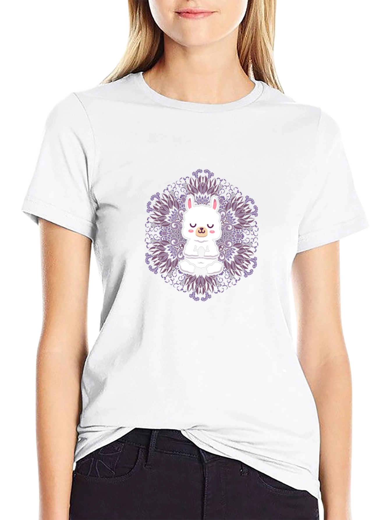 Llama Mandala Graphic Tee - Meditating Animal Shirt
