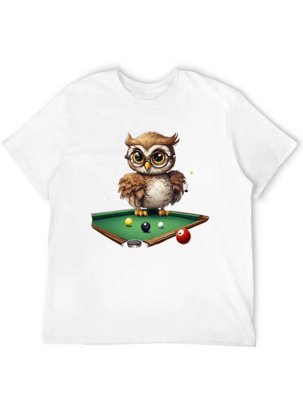 Owl Pool Player Graphic T-Shirt