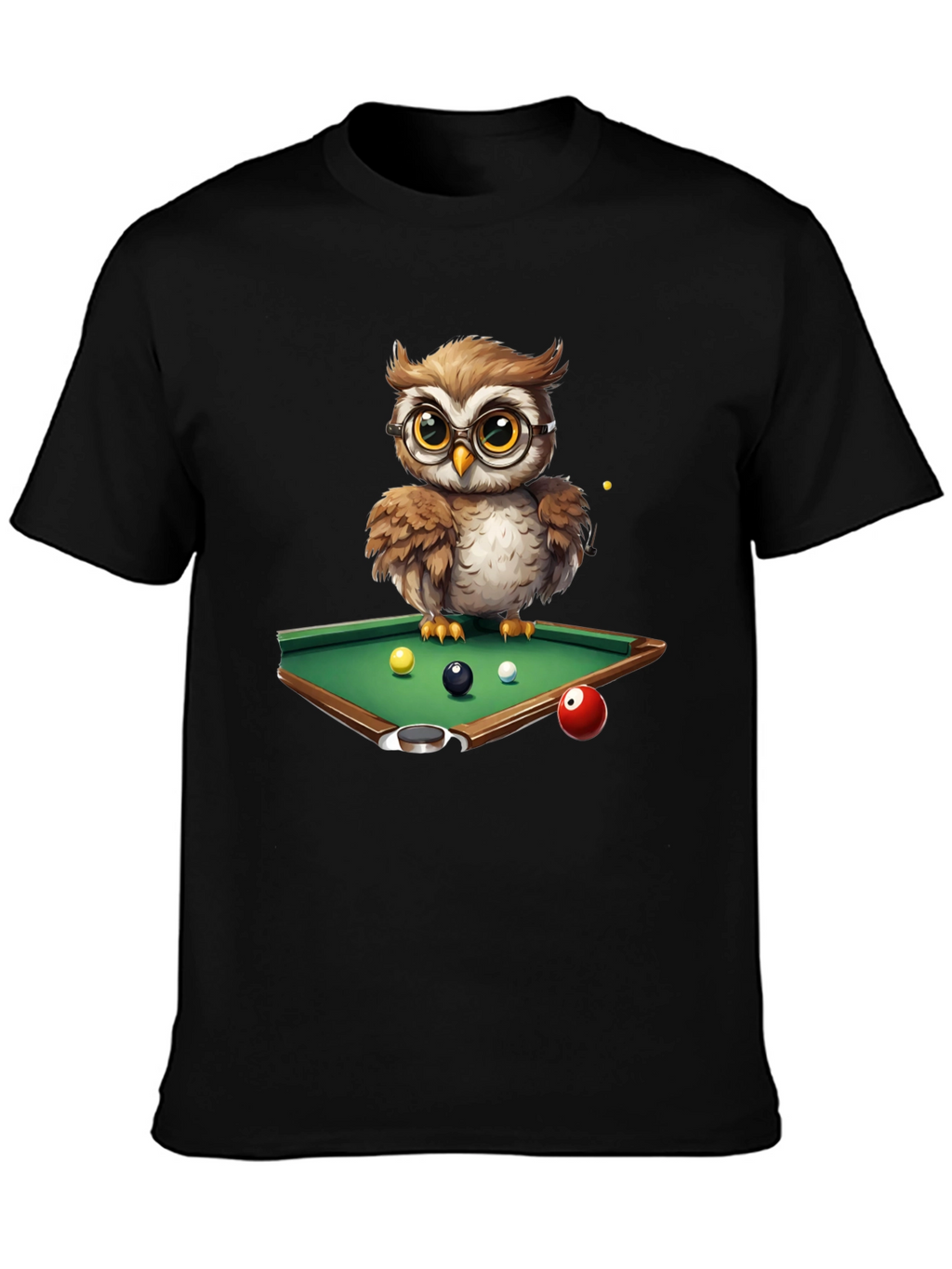 Owl Pool Player Graphic T-Shirt