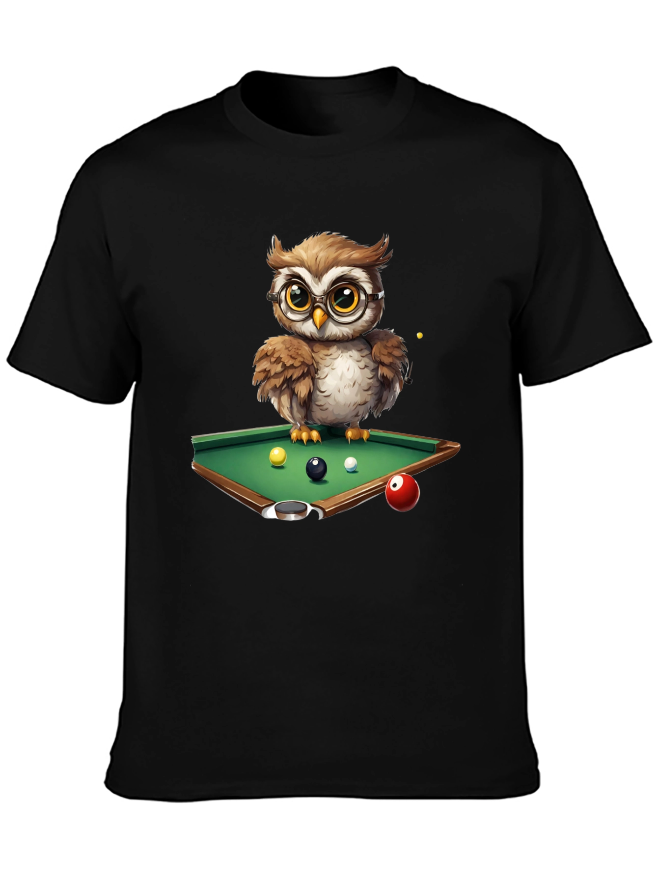 Owl Pool Player Graphic T-Shirt