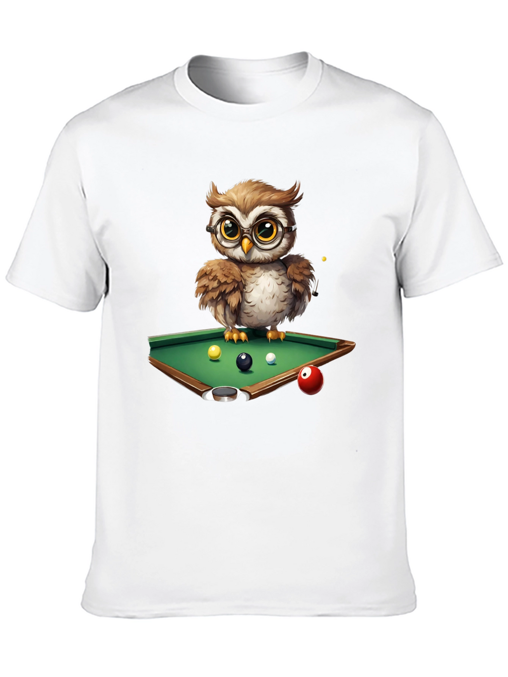 Owl Pool Player Graphic T-Shirt