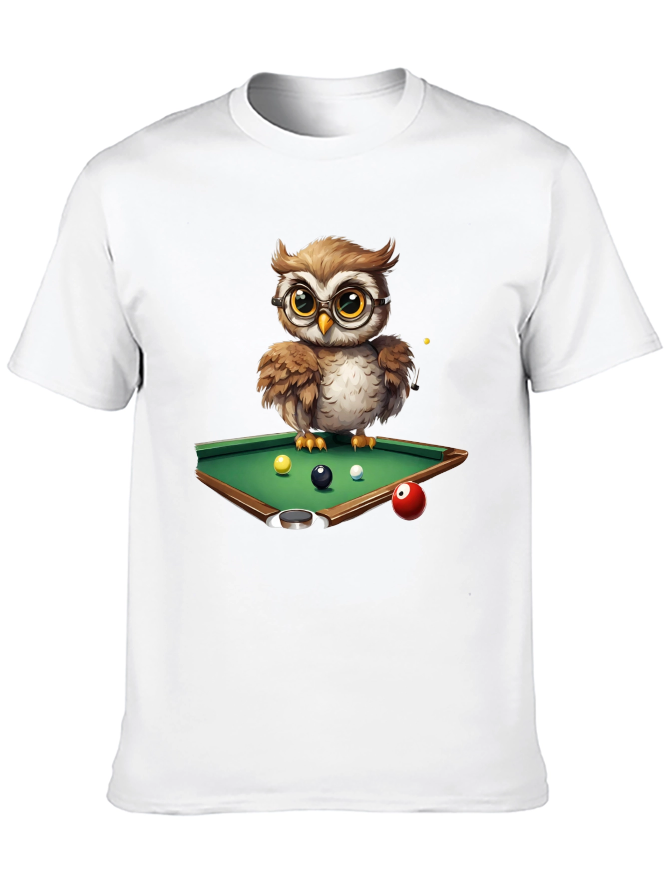 Owl Pool Player Graphic T-Shirt