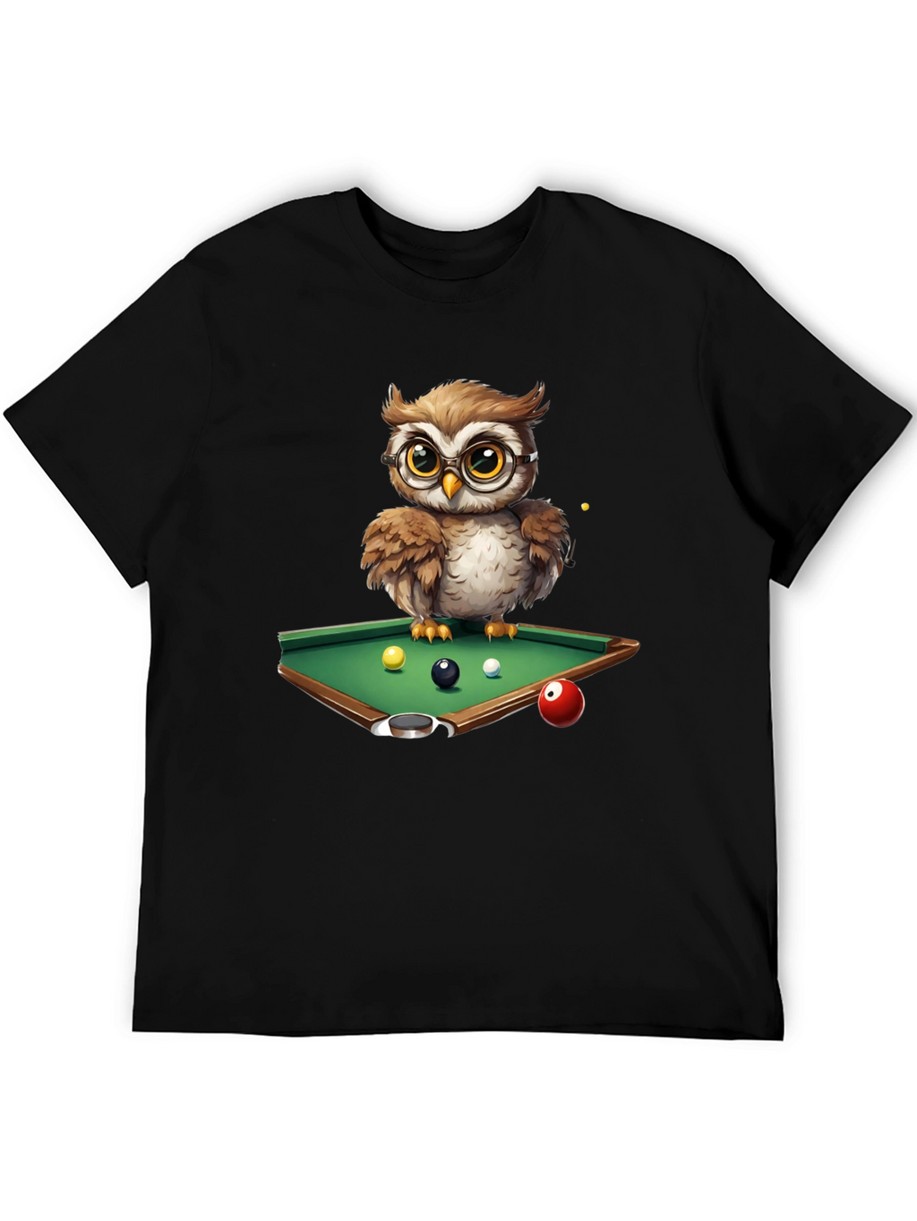 Owl Pool Player Graphic T-Shirt