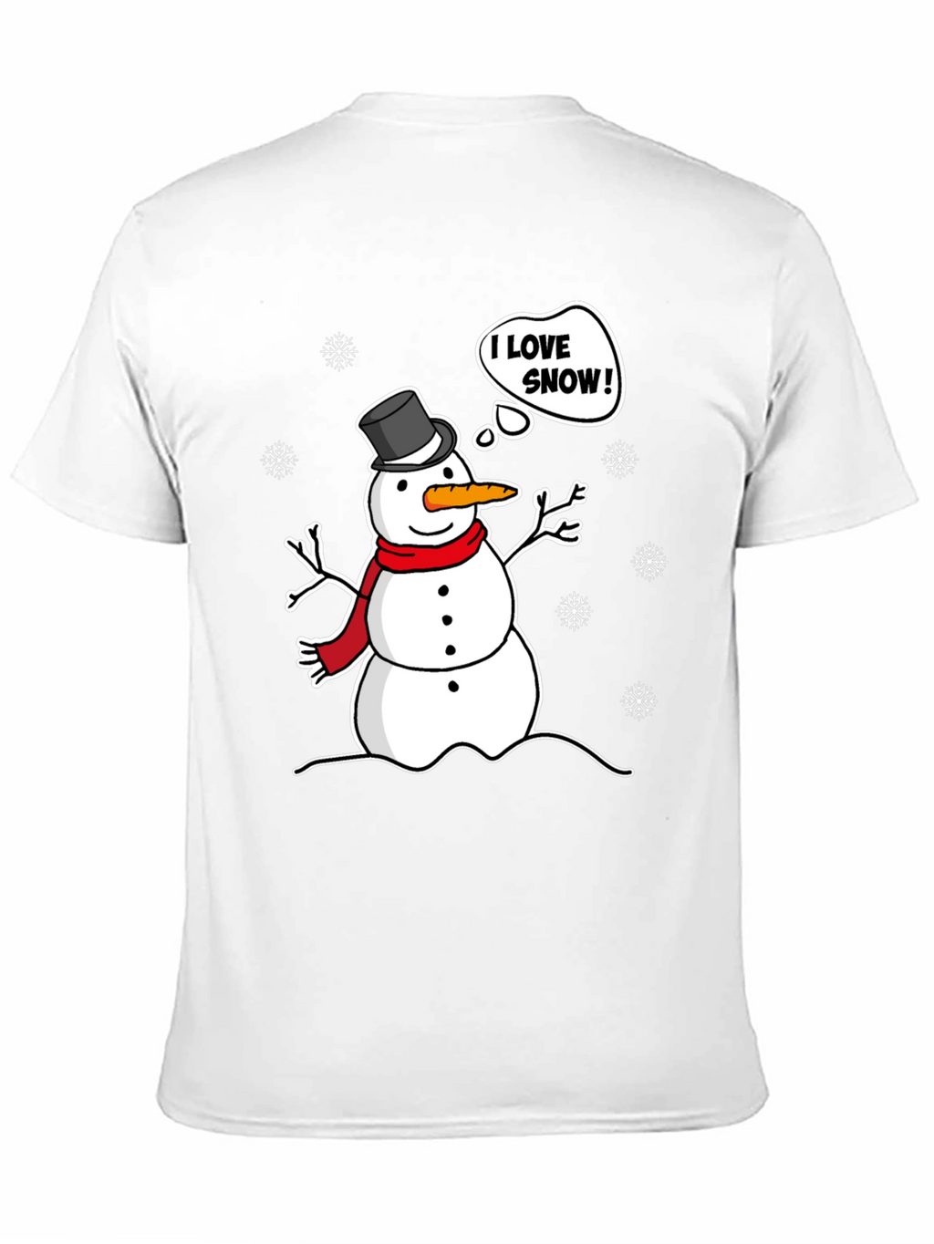 I Love Snow! Funny Holiday Snowman Graphic T-Shirt