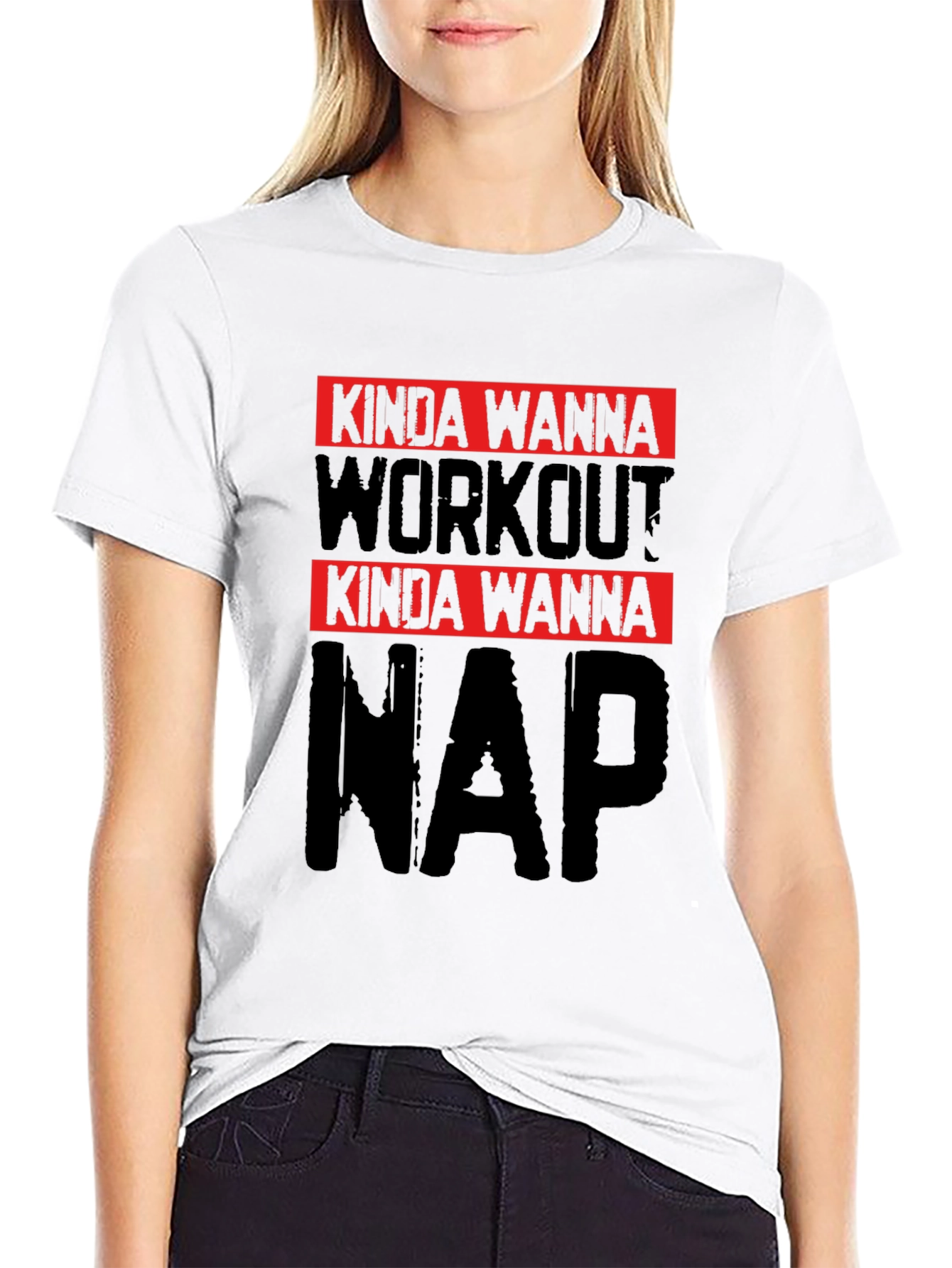 Kinda Wanna Workout Kinda Wanna Nap Black Tee