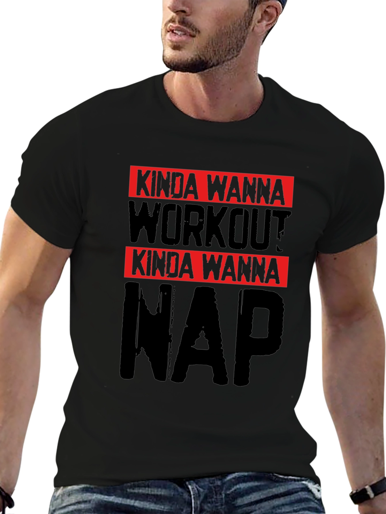 Kinda Wanna Workout Kinda Wanna Nap Black Tee