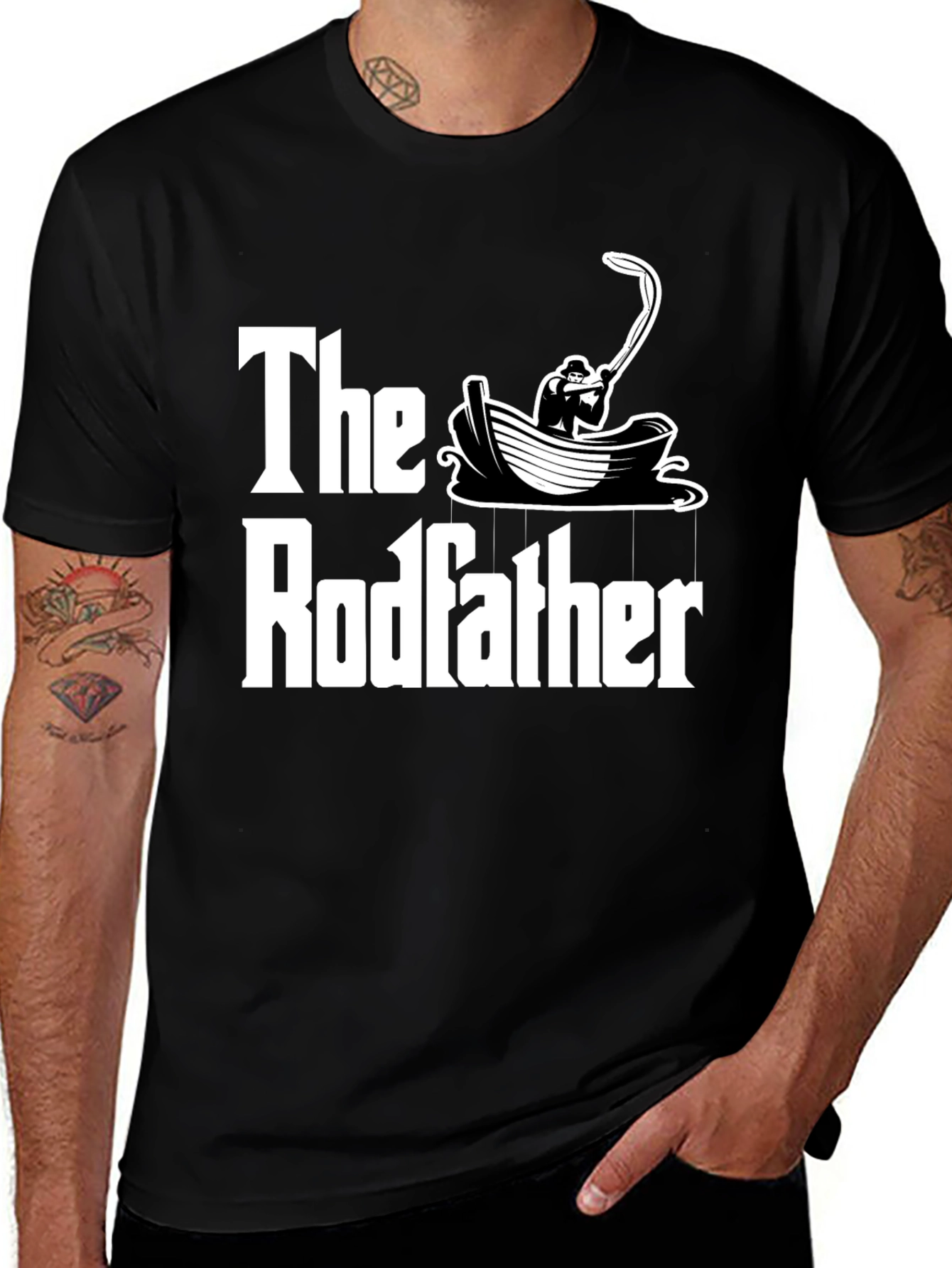 The Rodfather T-Shirt Fishing Design