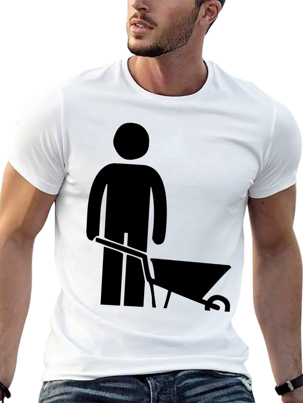 Mens Black Wheelbarrow Graphic T-Shirt