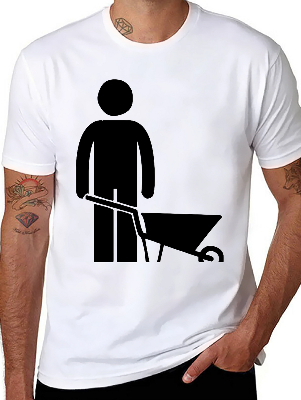 Mens Black Wheelbarrow Graphic T-Shirt