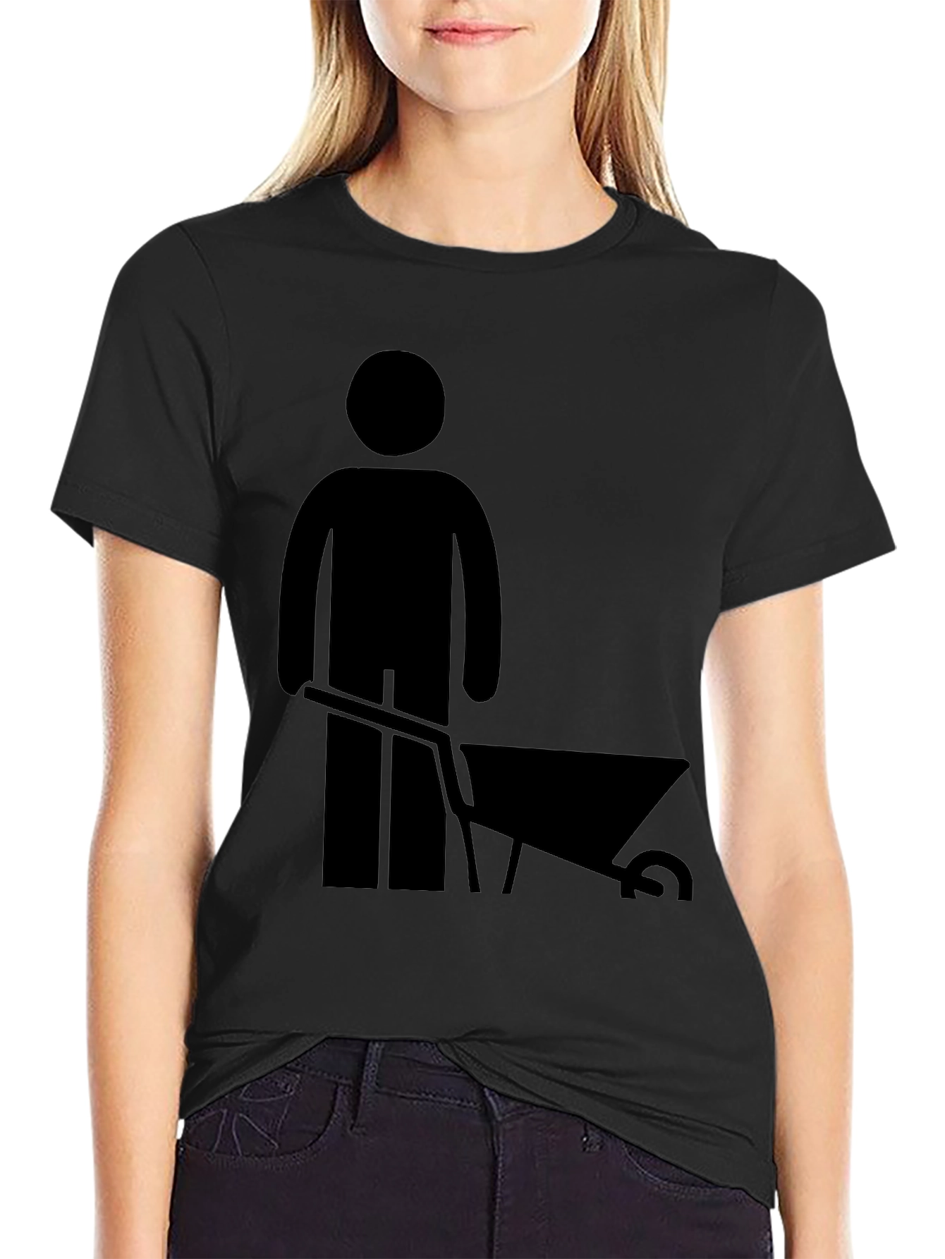 Mens Black Wheelbarrow Graphic T-Shirt
