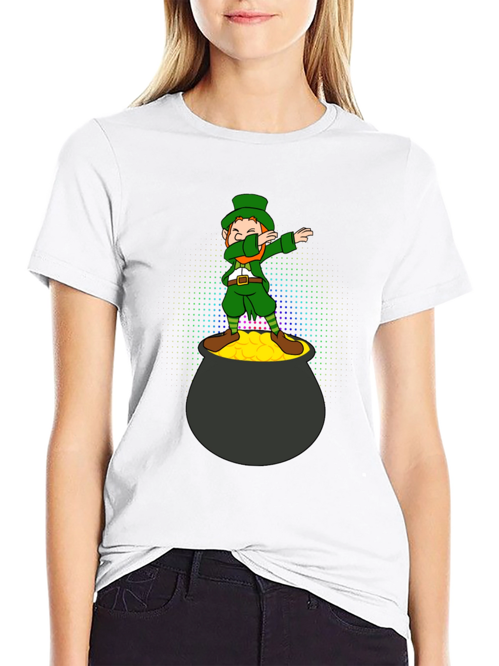 Lucky Dabbing Leprechaun Black T-Shirt
