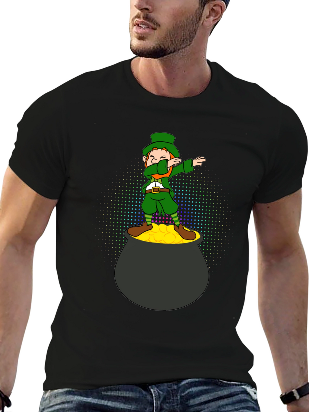 Lucky Dabbing Leprechaun Black T-Shirt