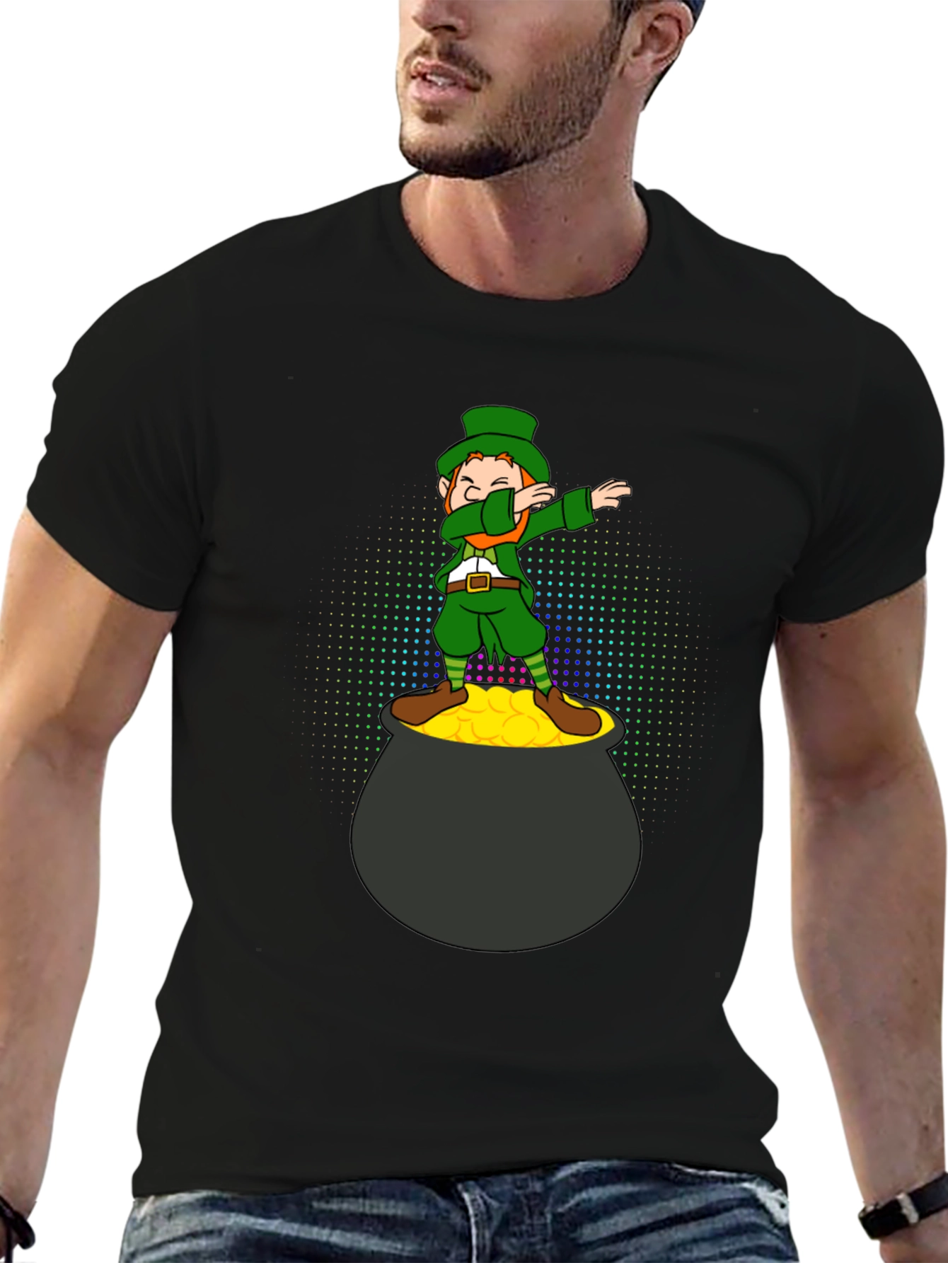 Lucky Dabbing Leprechaun Black T-Shirt