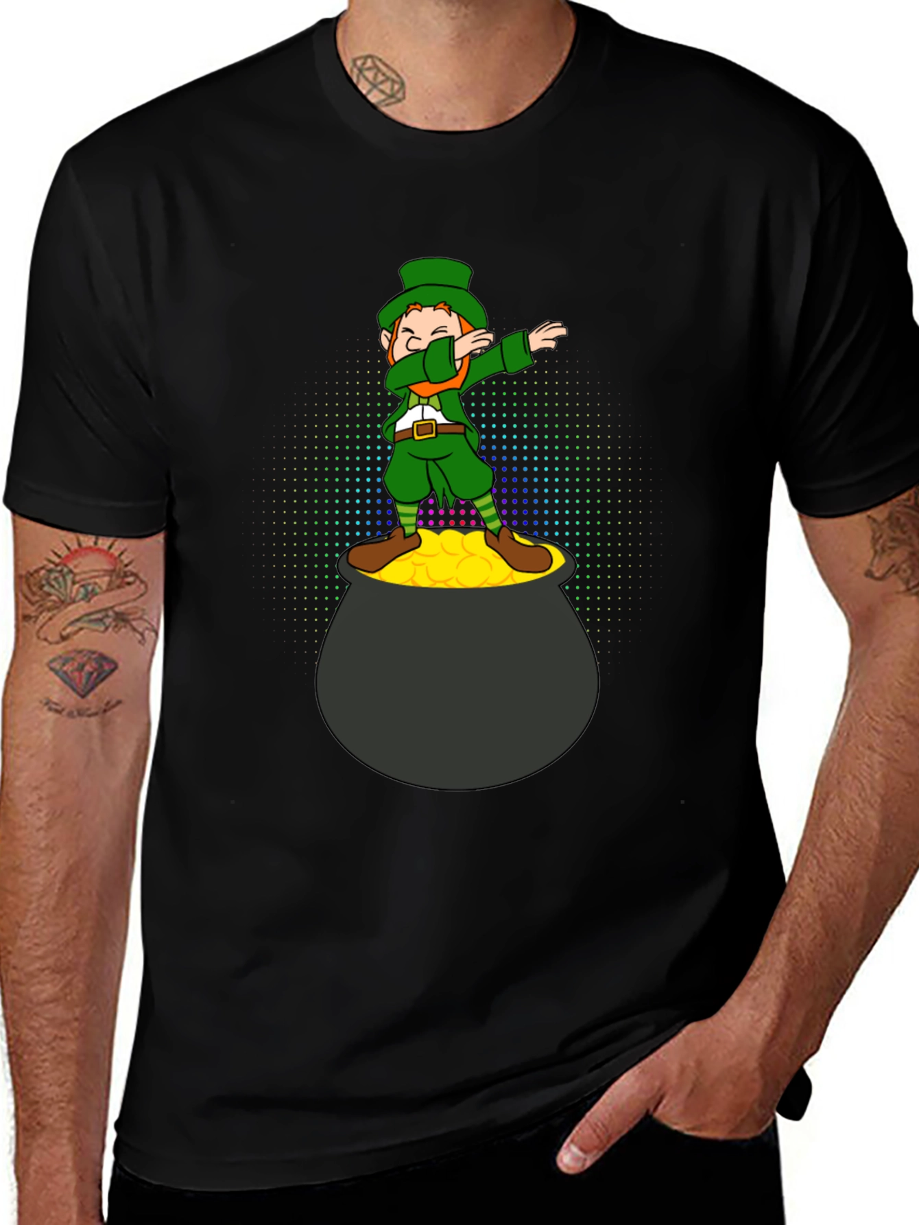 Lucky Dabbing Leprechaun Black T-Shirt