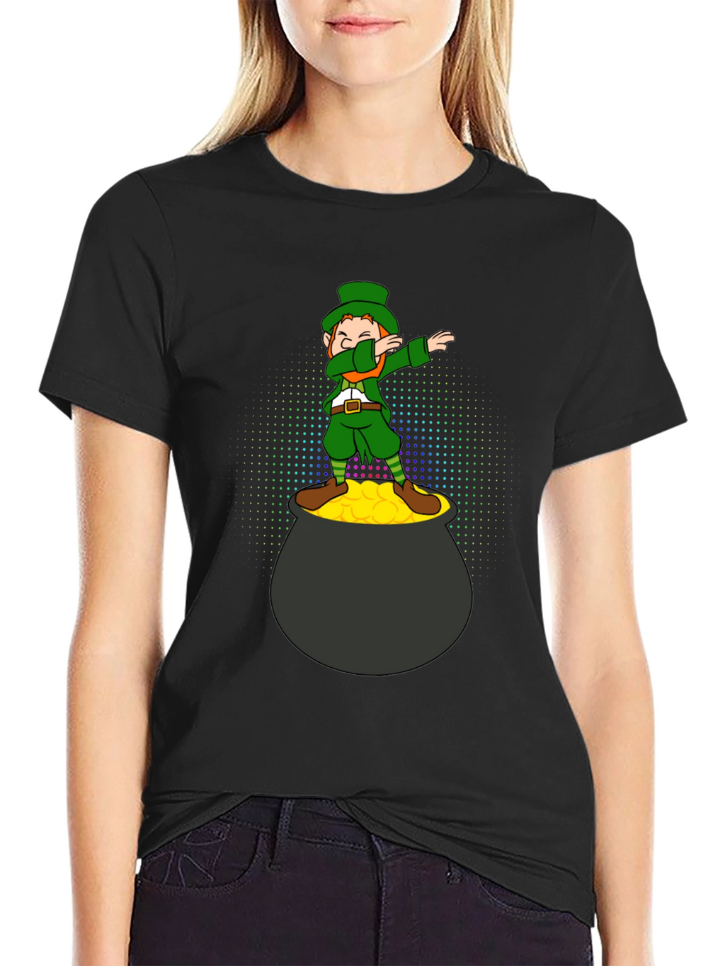 Lucky Dabbing Leprechaun Black T-Shirt