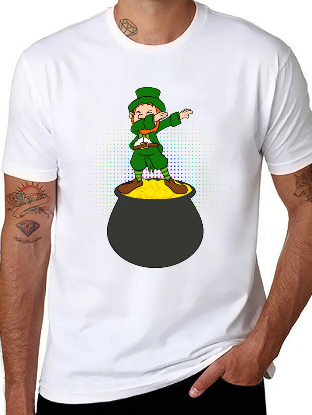 Lucky Dabbing Leprechaun Black T-Shirt