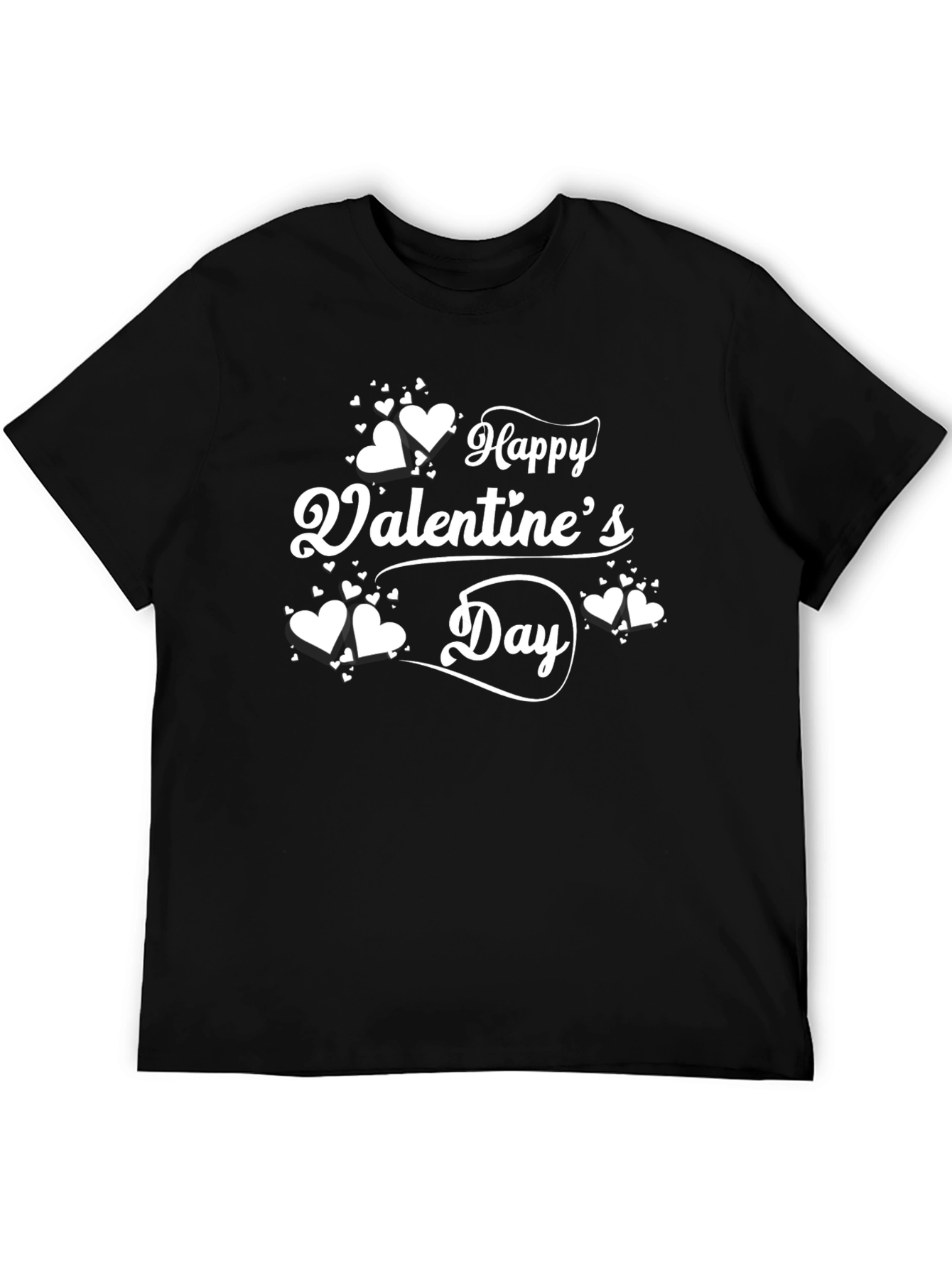 Happy Valentines Day T-Shirt - Black Heart Design