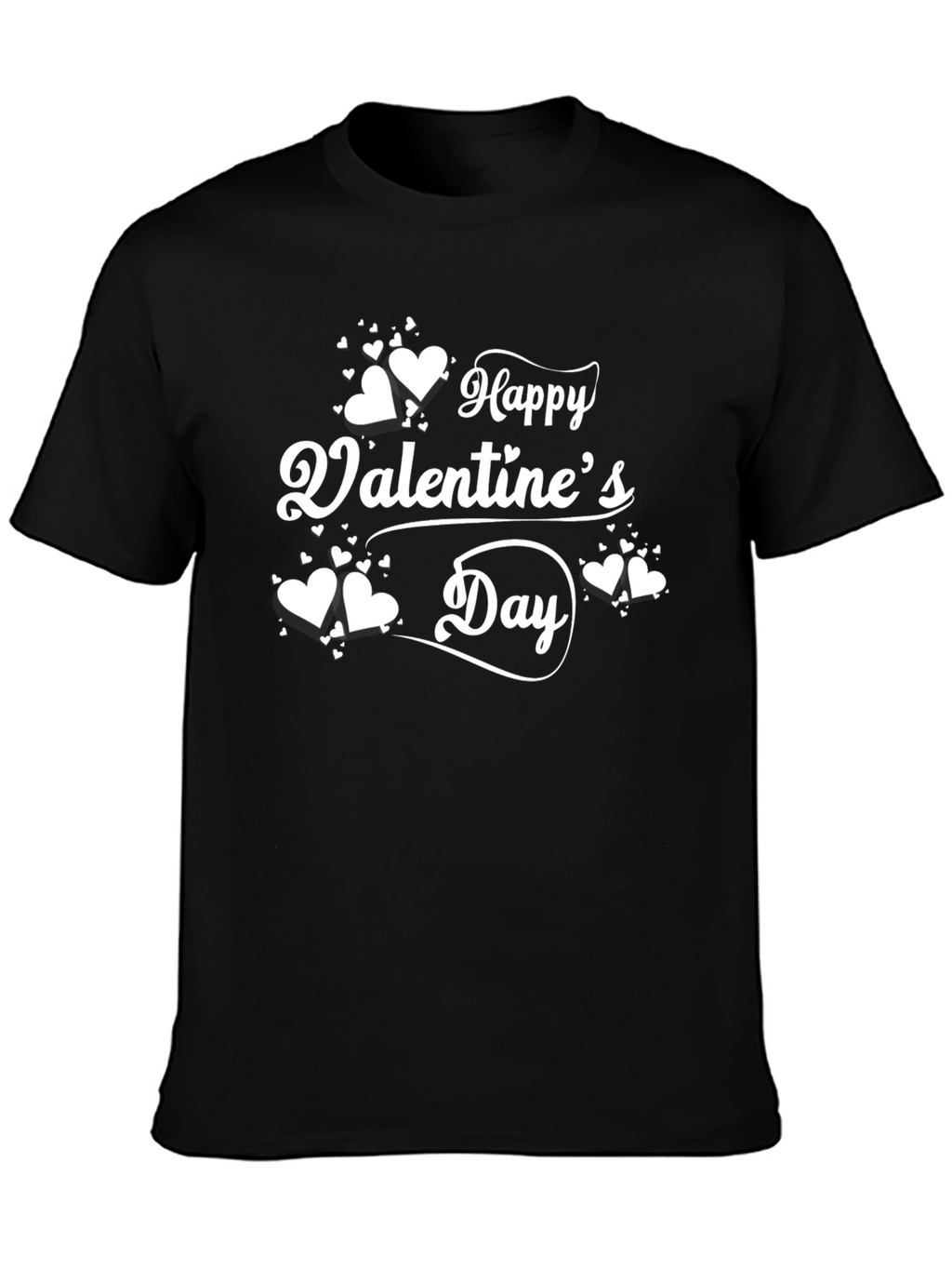 Happy Valentines Day T-Shirt - Black Heart Design