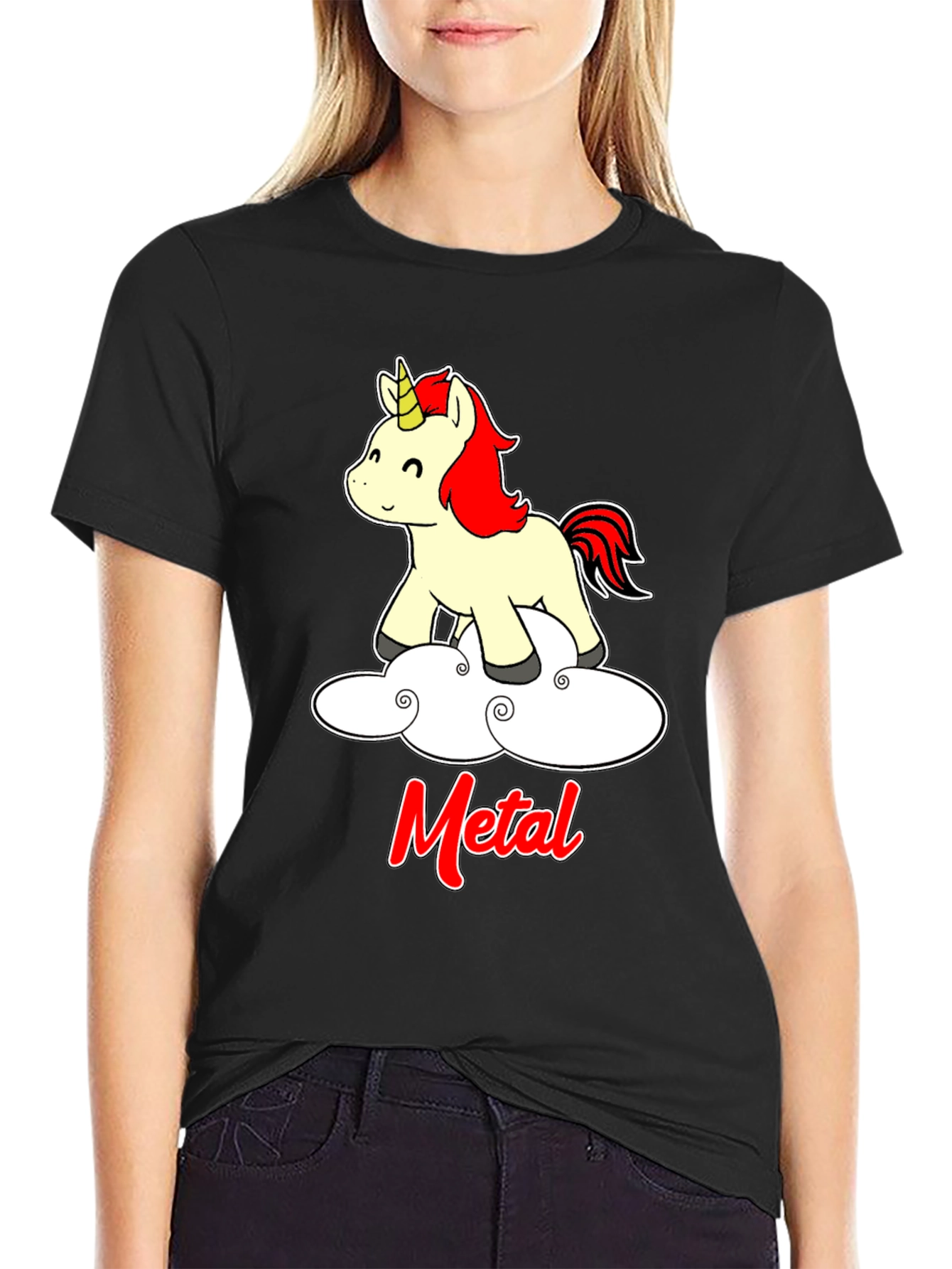 Unicorn Metal T-Shirt - Black Cotton Tee