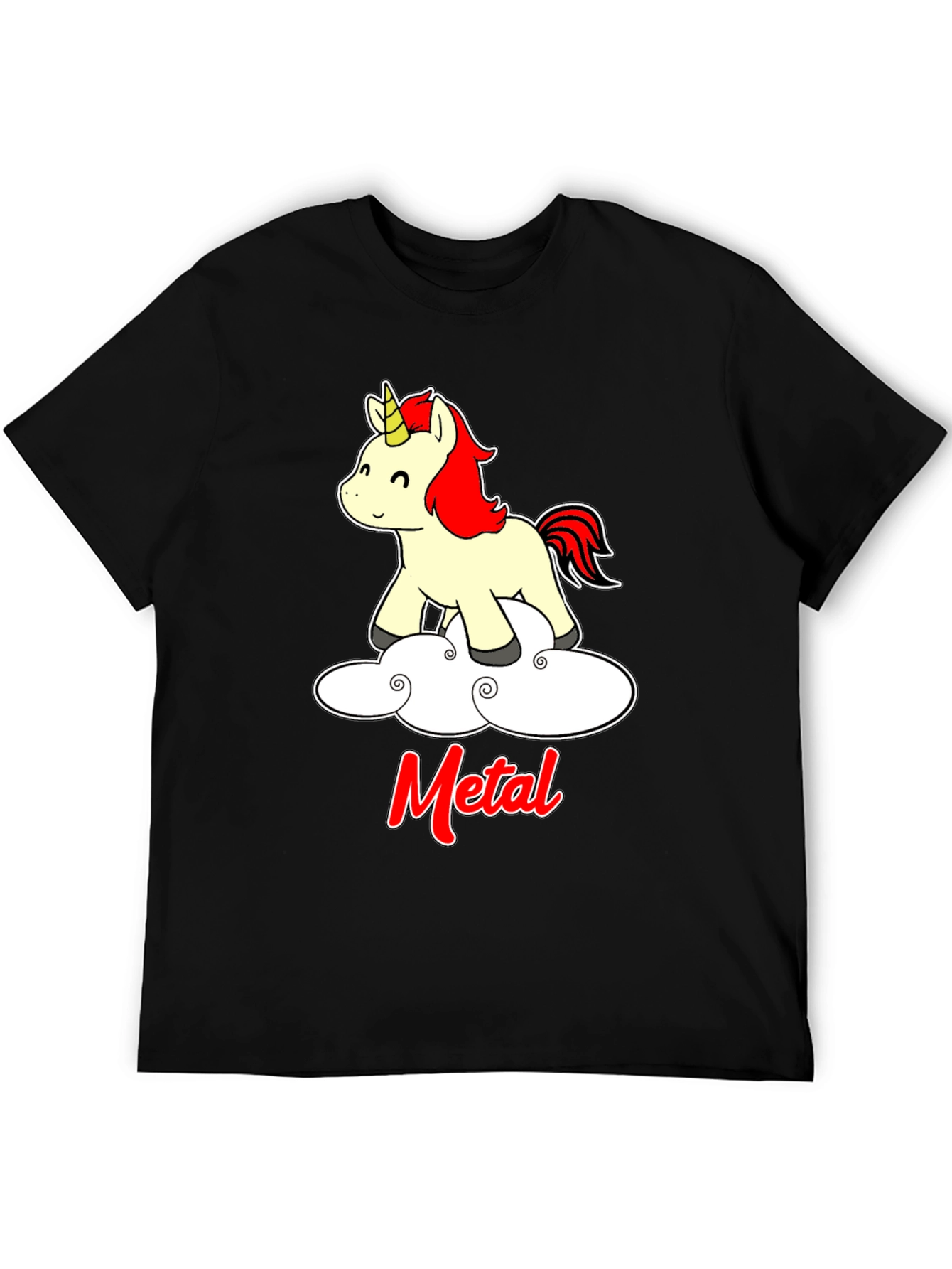 Unicorn Metal T-Shirt - Black Cotton Tee