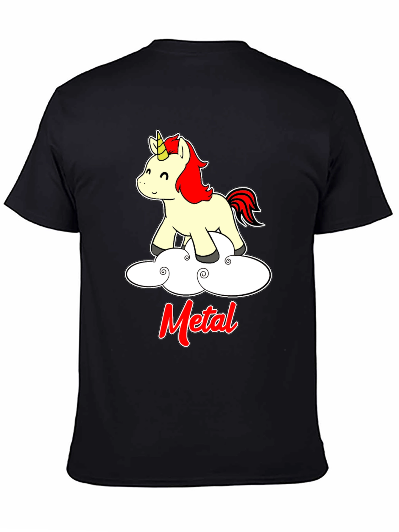 Unicorn Metal T-Shirt - Black Cotton Tee