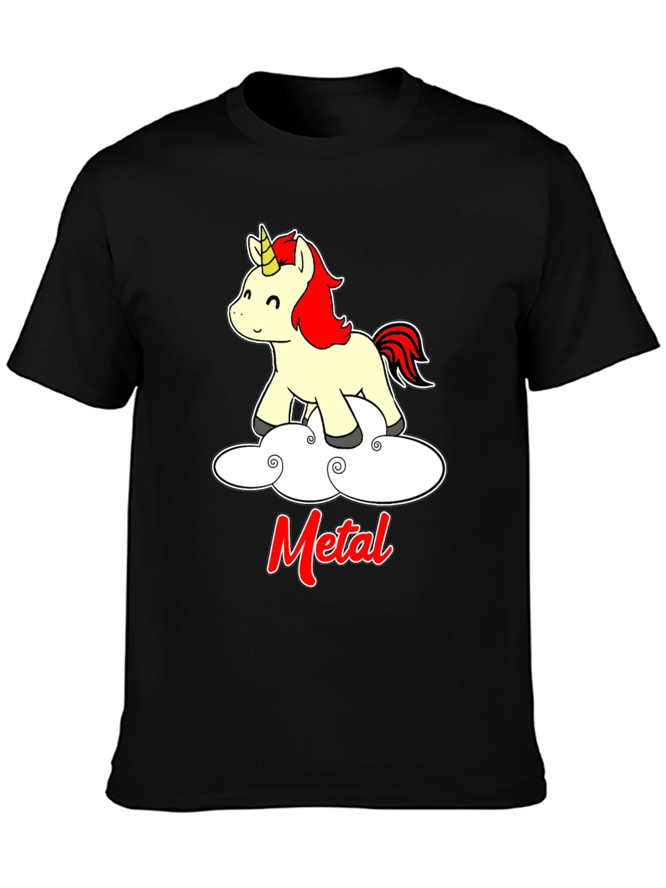 Unicorn Metal T-Shirt - Black Cotton Tee