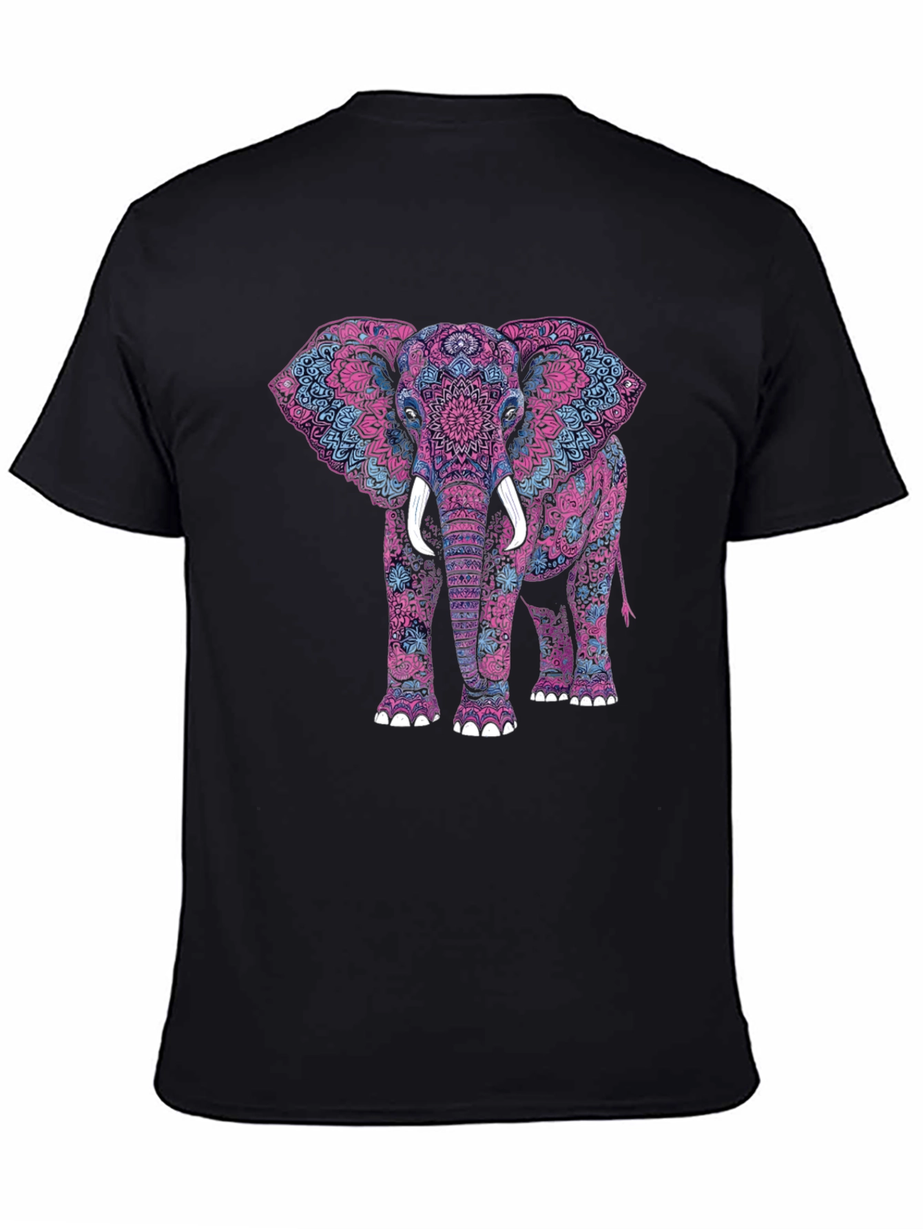 Elephant Mandala Graphic Tee - Black Cotton Shirt
