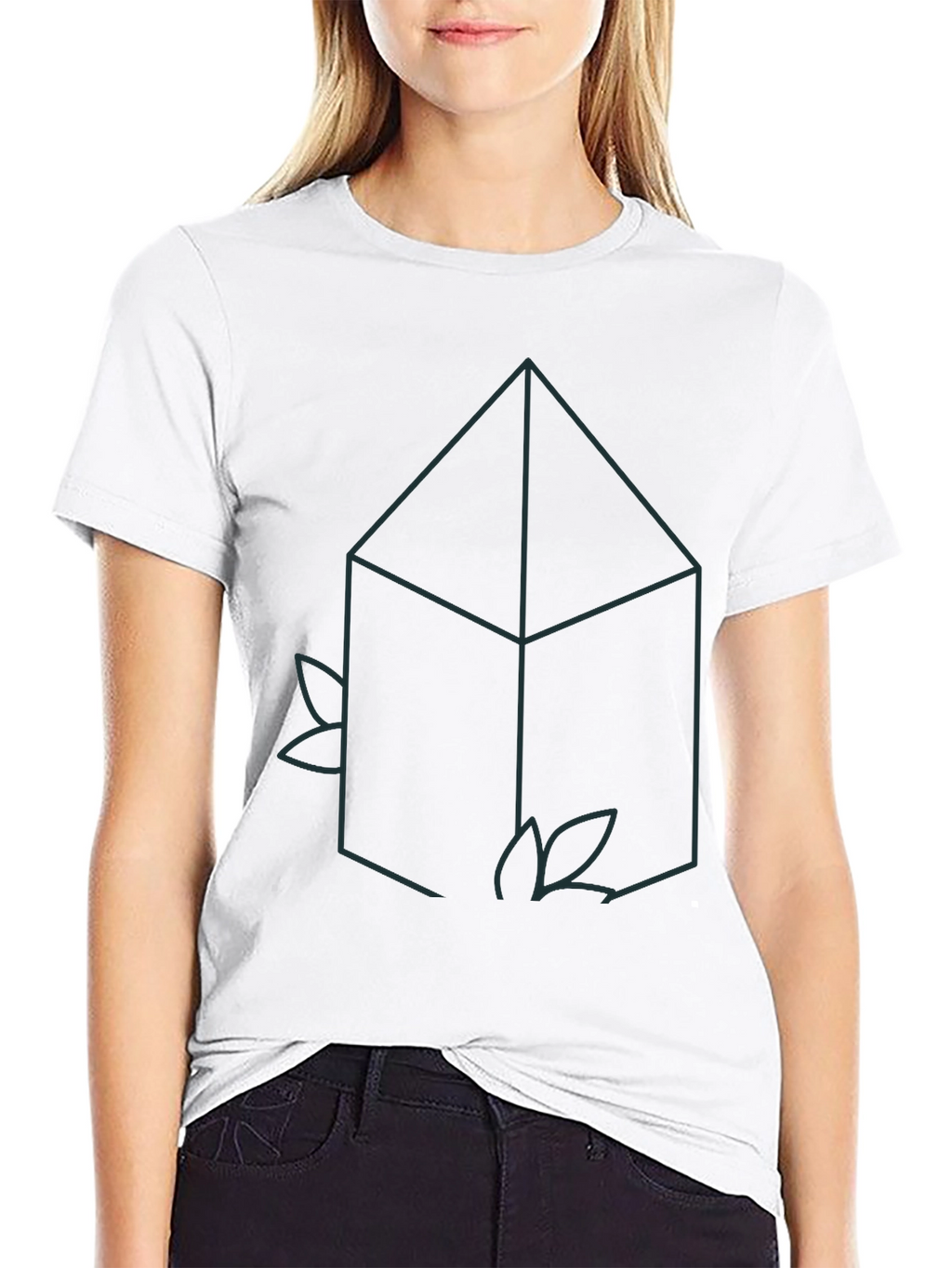 Geometric House Tee - Minimalist Black T-Shirt