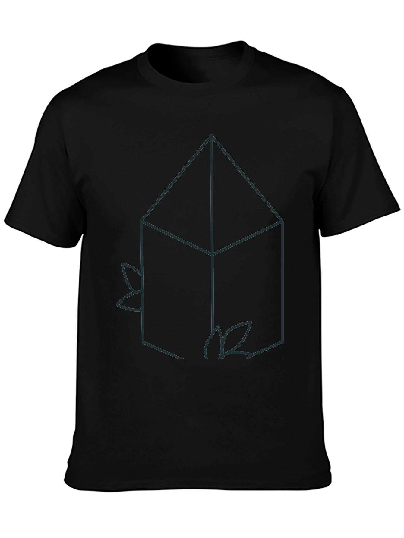 Geometric House Tee - Minimalist Black T-Shirt