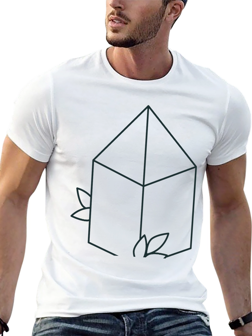 Geometric House Tee - Minimalist Black T-Shirt