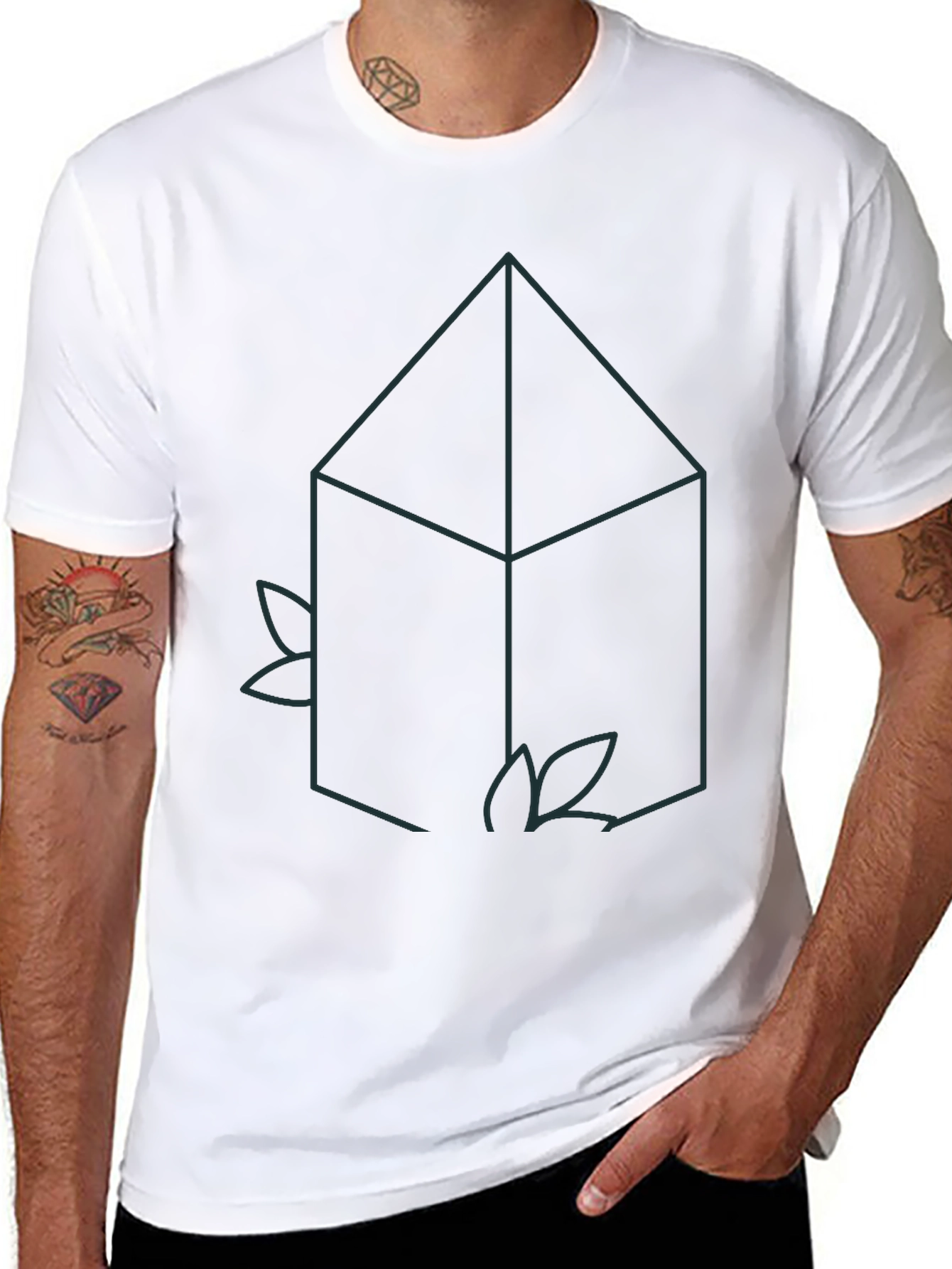 Geometric House Tee - Minimalist Black T-Shirt