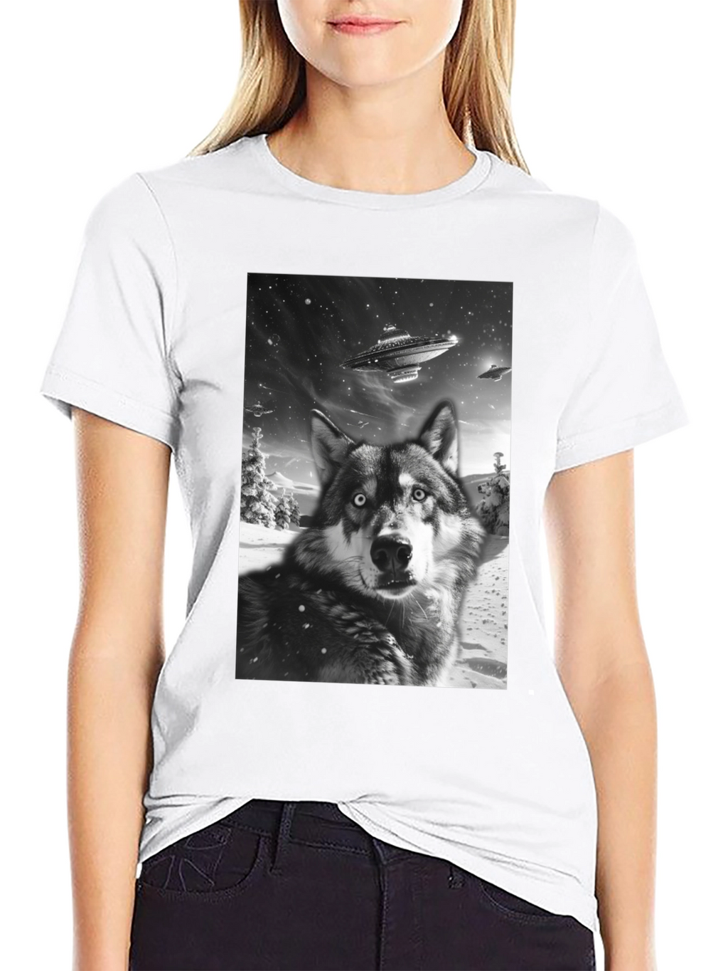 Wolf UFO Black T-Shirt