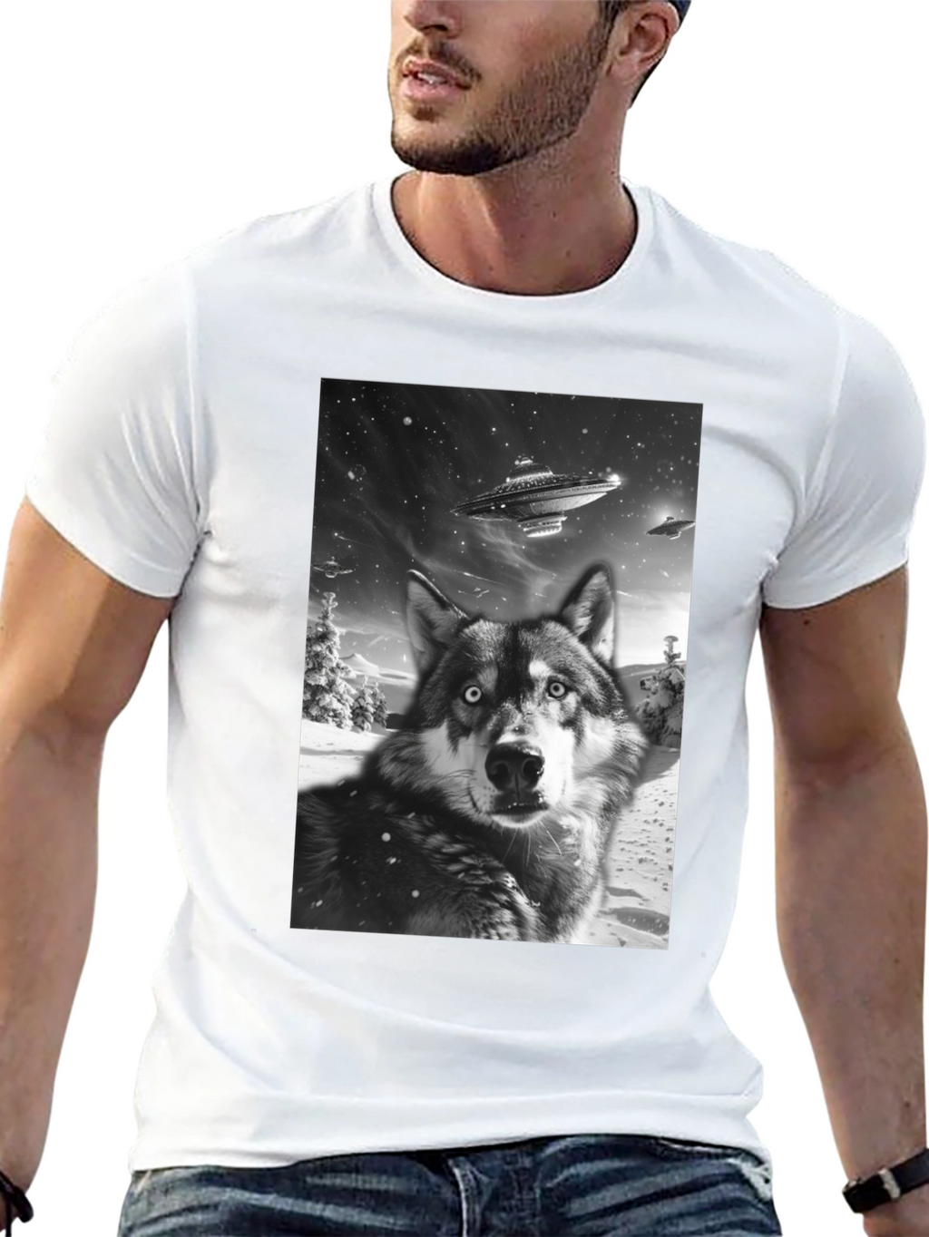 Wolf UFO Black T-Shirt