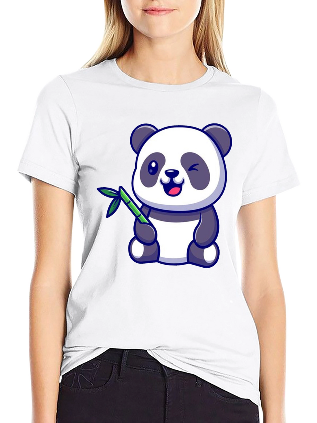 Cute Panda Bear T-Shirt - Black Cotton Tee